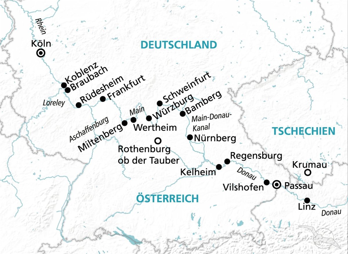 Höhepunkte am Main-Donau-Kanal: Passau - Linz - Regensburg - Kehlheim ...