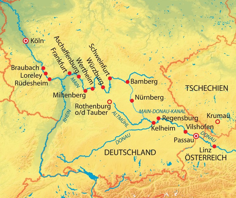 Über Rhein und Main zum Main-Donau-Kanal: Köln - Frankfurt - Miltenberg ...